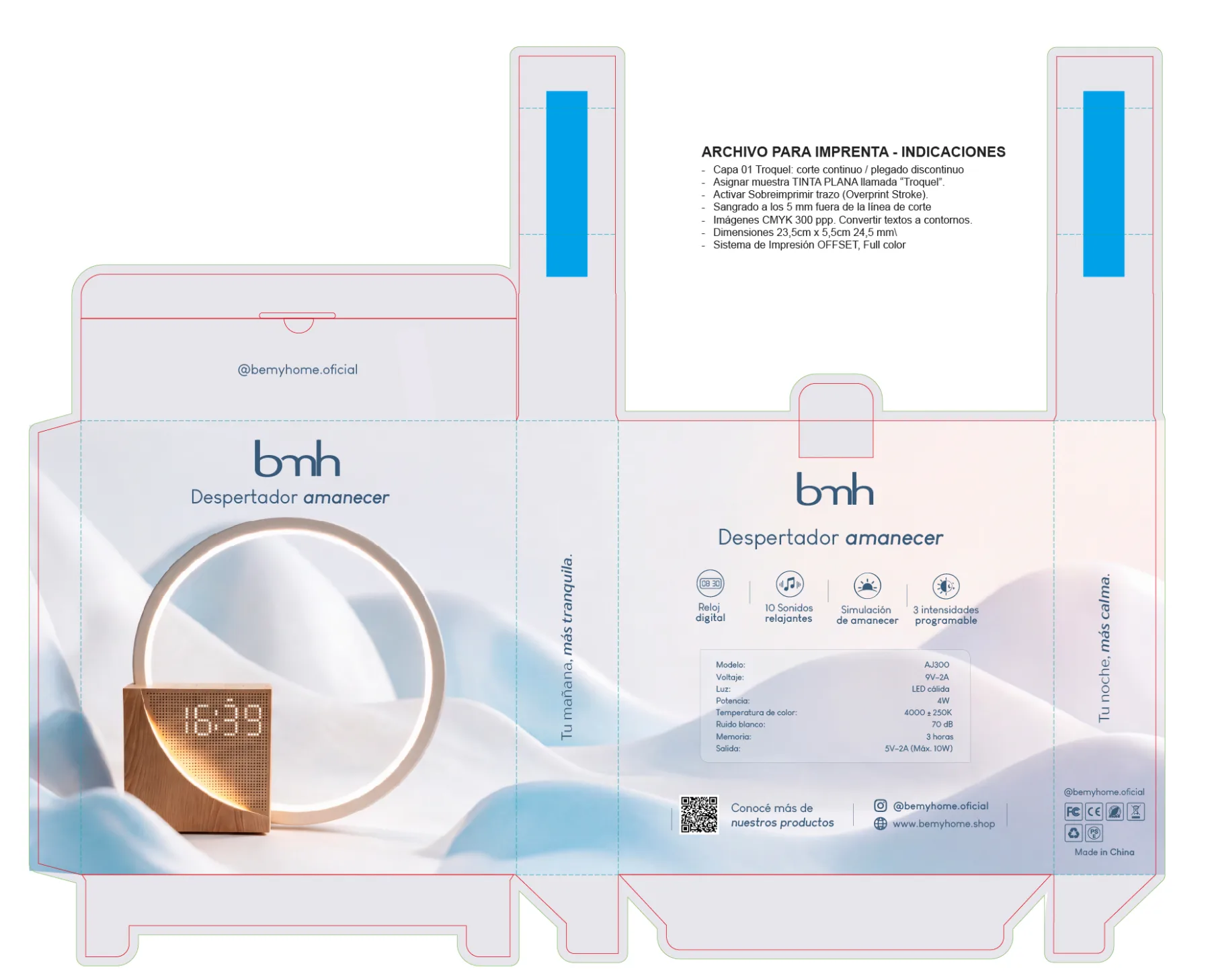 Diseño plano y troquel del packaging